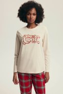 PIŻAMA DAMSKA DALISA 43717 AW25 - ECRU-CZERWONY, L HENDERSON LADIES