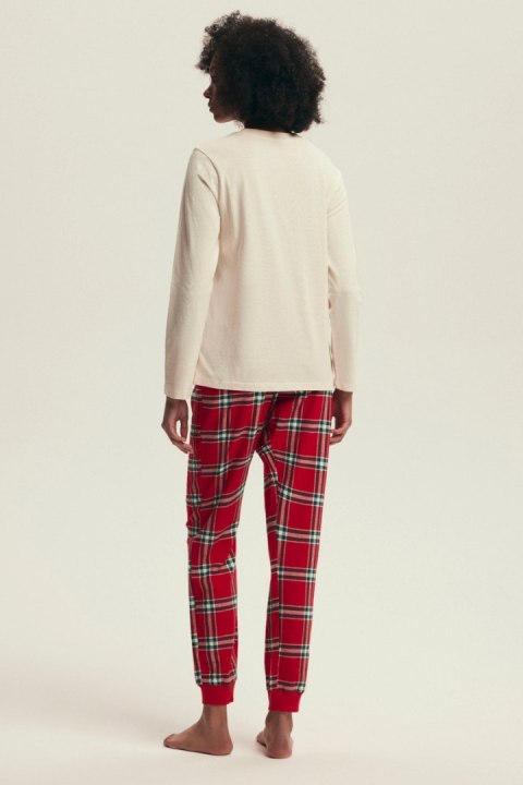 PIŻAMA DAMSKA DALISA 43717 AW25 - ECRU-CZERWONY, L HENDERSON LADIES
