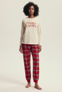 PIŻAMA DAMSKA DALISA 43717 AW25 - ECRU-CZERWONY, S HENDERSON LADIES