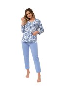 PIŻAMA DAMSKA GLORIA 1113 - BIAŁY/NIEBIESKI, XL LEVEZA