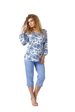 PIŻAMA DAMSKA GRACJA 1114 - BIAŁY/NIEBIESKI, M LEVEZA