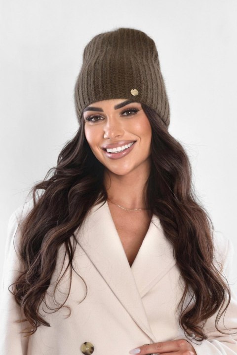 Czapka damska angora – miękka, ciepła P-085 - CAPPUCINO, A OFF PINK