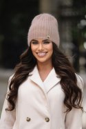 Czapka damska angora – miękka, ciepła  P-085 - FUKSJA,  C OFF PINK