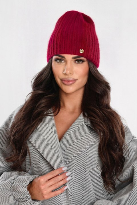 Czapka damska angora – miękka, ciepła P-085 - JASNY BRĄZ, I OFF PINK