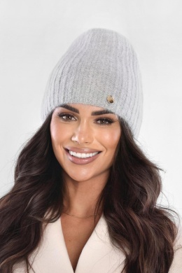 Czapka damska angora – miękka, ciepła P-085 - PERŁA, E OFF PINK