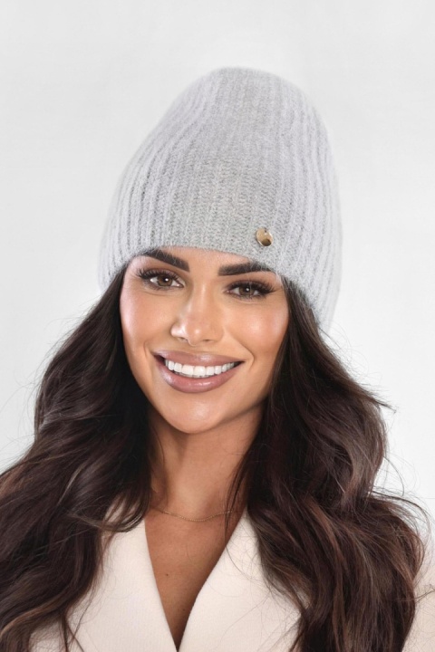 Czapka damska angora – miękka, ciepła P-085 - PERŁA, E OFF PINK