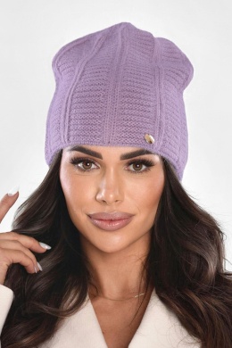 Czapka damska angora zimowa miękka ciepła elegancka wydłużana, P-084 - LILA, D OFF PINK