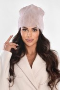 Czapka damska angora zimowa miękka ciepła elegancka wydłużana, P-084 - LILA, D OFF PINK