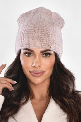 Czapka damska angora zimowa miękka ciepła elegancka wydłużana, P-084 - PUDER, F OFF PINK