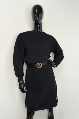 SUKIENKA LOTTA Oversize’owa stylowa dresowa - CZARNY, S, OFF PINK