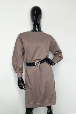 SUKIENKA LOTTA Oversize’owa stylowa dresowa - LATTE, S, OFF PINK