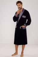 welurowy szlafrok męski BONJOUR Długi 773 - BORDO, XL DE LAFENSE