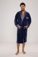 welurowy szlafrok męski BONJOUR Długi 773 - BORDO, XL DE LAFENSE