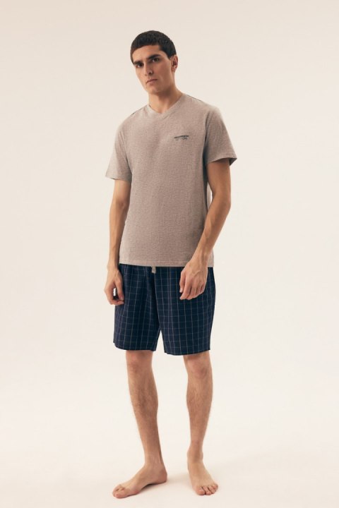 PIŻAMA MĘSKA DORM 42618 SS25 - GRANAT-SZARY, XL HENDERSON