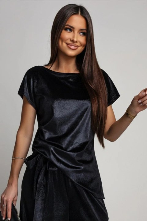 BLUZKA CRISTAL - CZARNY, L OFF PINK