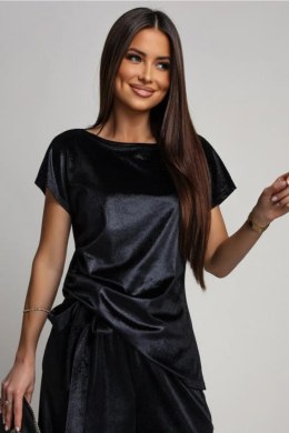 BLUZKA CRISTAL - CZARNY, M OFF PINK