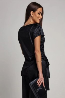 BLUZKA CRISTAL - CZARNY, S OFF PINK