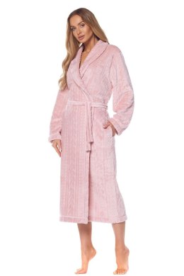 SZLAFROK DAMSKI DŁUGI 2118 - PUDER RÓŻ, XL L&L