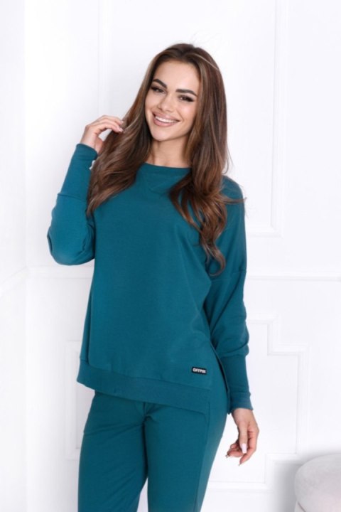 BLUZA ADELE - BUTELKOWA ZIELEŃ, L, BZIEL OFF PINK