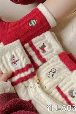 SKARPETKA APLIKACJA YN-5034-DOMEK - RED, UNI MAGNETIS