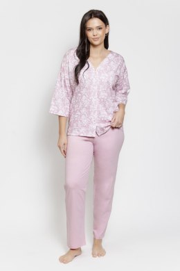 3574 PIŻAMA DAMSKA LUCINDA 2XL-3XL - KWIATY RÓŻ, 3XL TARO
