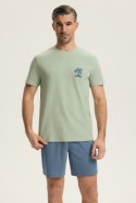 PIŻAMA MĘSKA BREAK 44507 SS26 - JASNOZIELONY-DENIM, 2XL HENDERSON