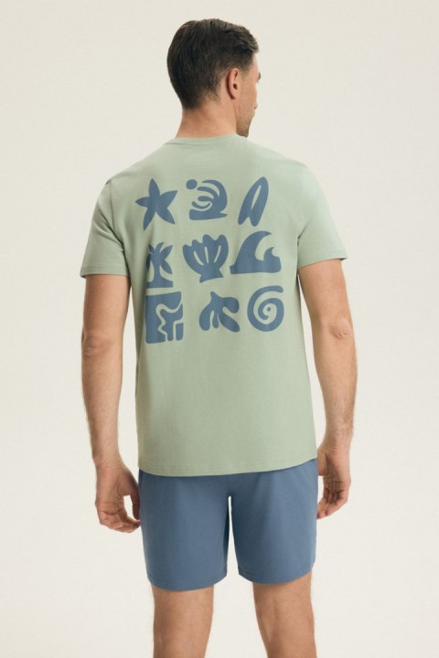 PIŻAMA MĘSKA BREAK 44507 SS26 - JASNOZIELONY-DENIM, 3XL HENDERSON