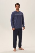PIŻAMA MĘSKA JUMPER 41904 AW24 - NIEBIESKI-GRANAT, 2XL HENDERSON