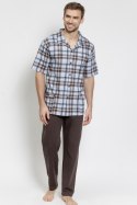 3579 PIŻAMA MĘSKA ALEXANDER M-2XL - BRĄZOWY, 2XL TARO