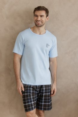 3582 PIŻAMA MĘSKA TEO M-2XL - NIEBIESKI, XL TARO