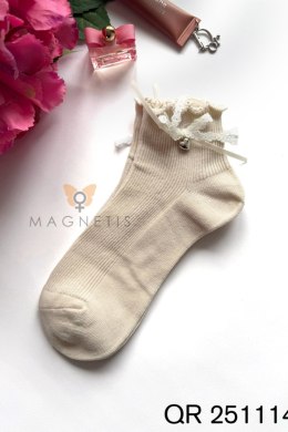 SKARPETKA APLIKACJA QR-251114 - BEIGE, UNI MAGNETIS