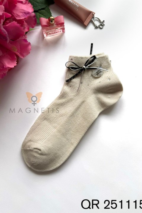 SKARPETKA APLIKACJA QR-251115 - BEIGE, UNI MAGNETIS
