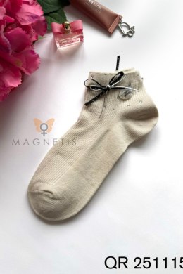 SKARPETKA APLIKACJA QR-251115 - ECRU, UNI MAGNETIS