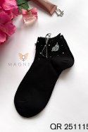 SKARPETKA APLIKACJA QR-251115 - ECRU, UNI MAGNETIS