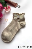 SKARPETKA APLIKACJA QR-251119 - BEIGE, UNI MAGNETIS