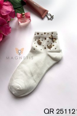 SKARPETKA APLIKACJA QR-251121 - BEIGE, UNI MAGNETIS