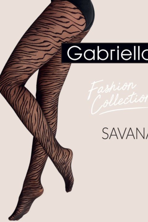 Rajstopy cienkie - wzr SAVANA - NERO, 2 GABRIELLA