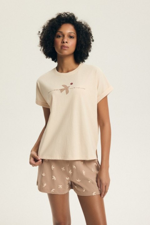 PIŻAMA DAMSKA ELUNA 44466 SS26 - ECRU-BEŻOWY, 2XL HENDERSON LADIES
