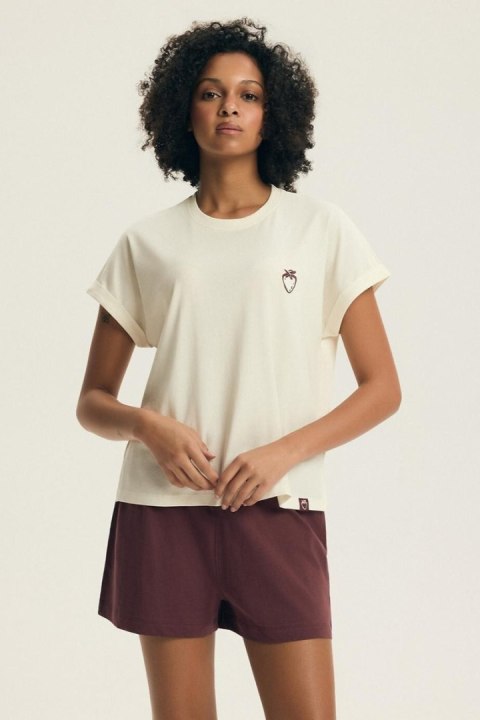PIŻAMA DAMSKA EVIKA 44464 SS26 - ECRU-BURGUND, M HENDERSON LADIES
