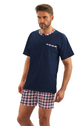 PIŻAMA MĘSKA KR RĘKAW JASIEK - GRANAT, 2XL SESTO SENSO