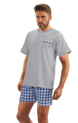 PIŻAMA MĘSKA KR RĘKAW JASIEK - GRANAT, 2XL SESTO SENSO