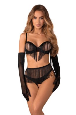 Rossay Black komplet 4-częściowy otwarty - CZARNY, 2XL/3XL OBSESSIVE