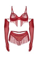 Rossay Red komplet 4-częściowy otwarty - CZERWONY, S/M OBSESSIVE