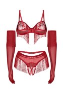 Rossay Red komplet 4-częściowy otwarty - CZERWONY, S/M OBSESSIVE