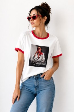 BLUZKA CARMEN - ŚMIETANA-BŁĘKIT, L, SMI-BLE OFF PINK