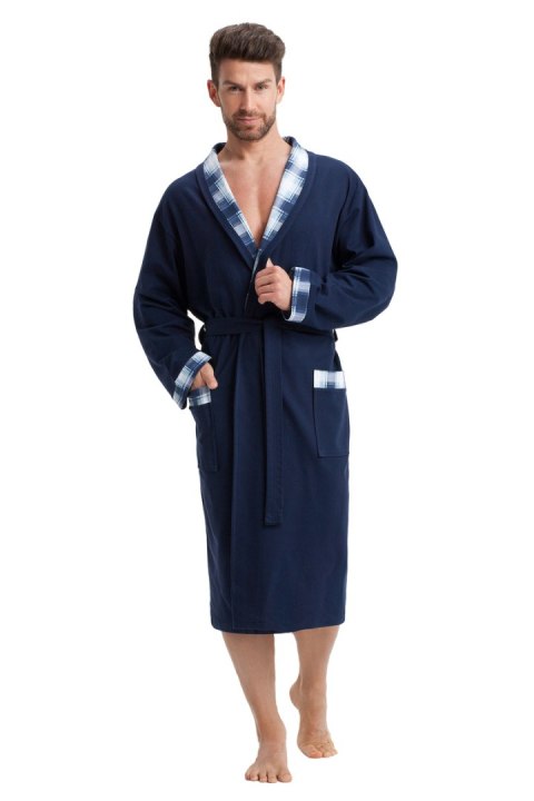 SZLAFROK MĘSKI BAWEŁNA FR-005 - GRANATOWY, 3XL DOROTA