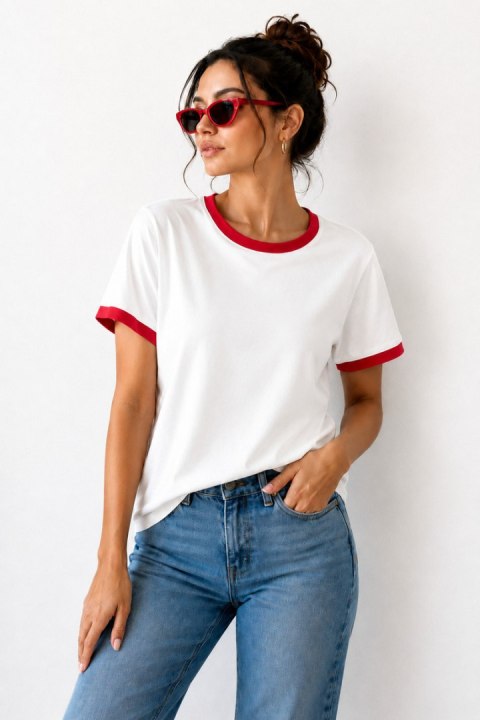 BLUZKA CARMEN 1 - CZEKOLADA-BŁĘKIT, XL, CZEK-BL OFF PINK