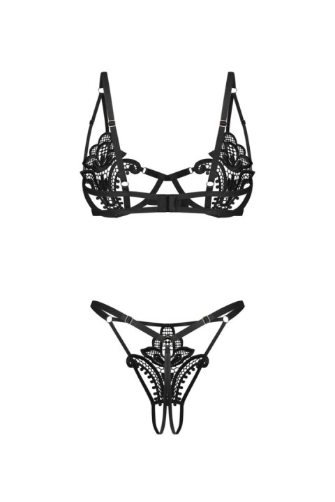 Luise Sublim Black komplet 2-cz otwarty - CZARNY, L/XL OBSESSIVE