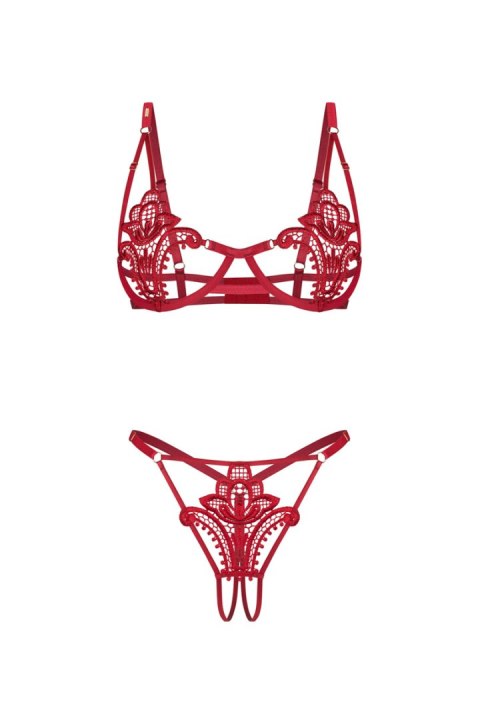 Luise Sublim Red komplet 2-cz otwarty - CZERWONY, L/XL OBSESSIVE