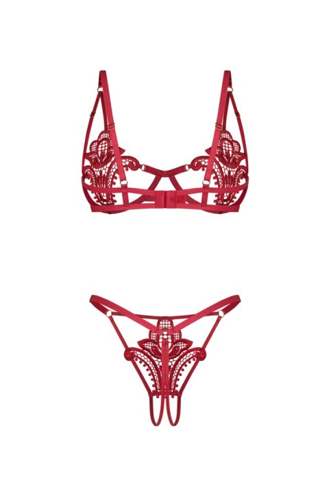 Luise Sublim Red komplet 2-cz otwarty - CZERWONY, L/XL OBSESSIVE